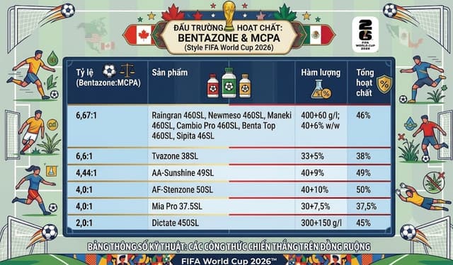 Cambio Pro 460SL Đã Không Còn Cô Đơn, Xem Thêm Các Sản Phẩm Cùng Cha Khác Ông Nội Của Bentazone và MCPA